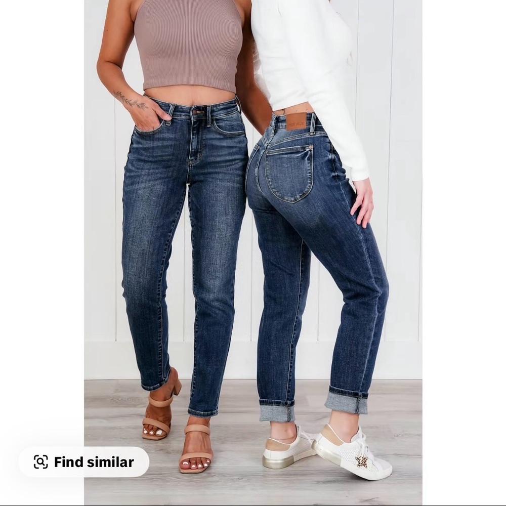 Classic High-Rise Dark Wash Women’s Jeans - Blue - Picture 3 of 10